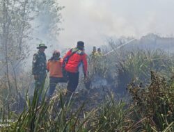 Anggota Koramil Moga Kodim Pemalang Sigap Bantu Padamkan Kebakaran Semak Belukar di Banyumudal